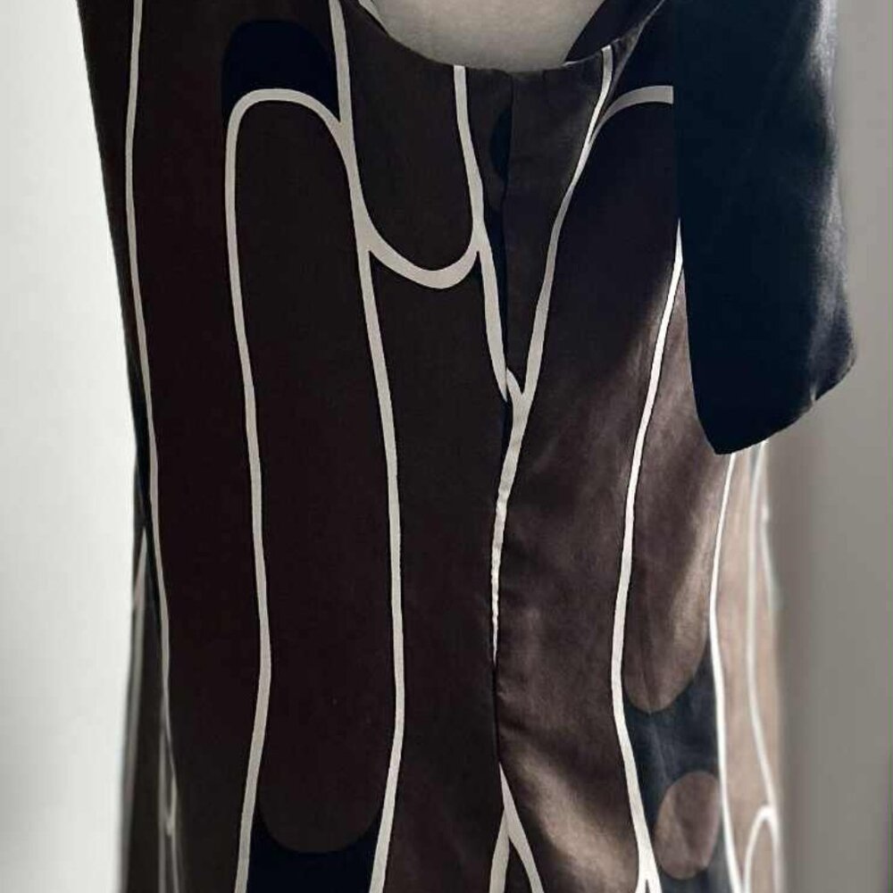 Zara Basic Pure Silk Cocoa & Black Abstract Tie-Neck Halter Blouse – US L - Picture 6 of 11
